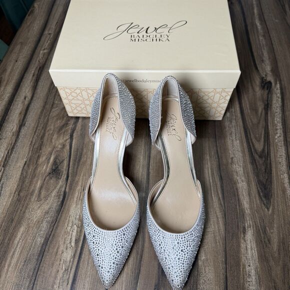 NEW Jewel Badglay Mischka Heels Pump Sz 10 Sparkle Wedding Holiday Rhinestones - Picture 3 of 7